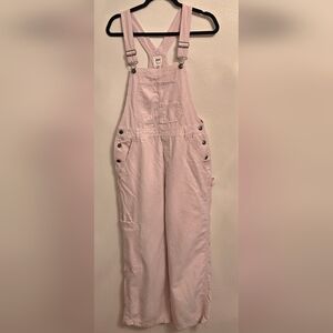 Aerie Womens Pink White Striped Cotton Lycell Blend Overalls Medium